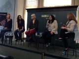 The 'New Chick Flicks' panel session at Tribeca 2013. L-R: Libby Geist, Rachel Boynton, Laura Goode, Tanya Ager Meillier, Abigail Disney