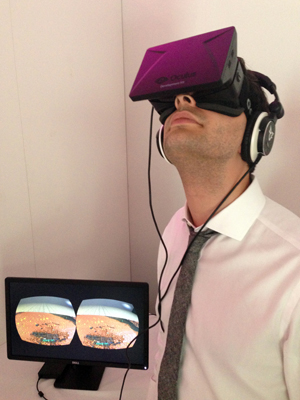 Realscreen's Adam Benzine tests the Oculus Rift headset at Sheffield Doc/Fest